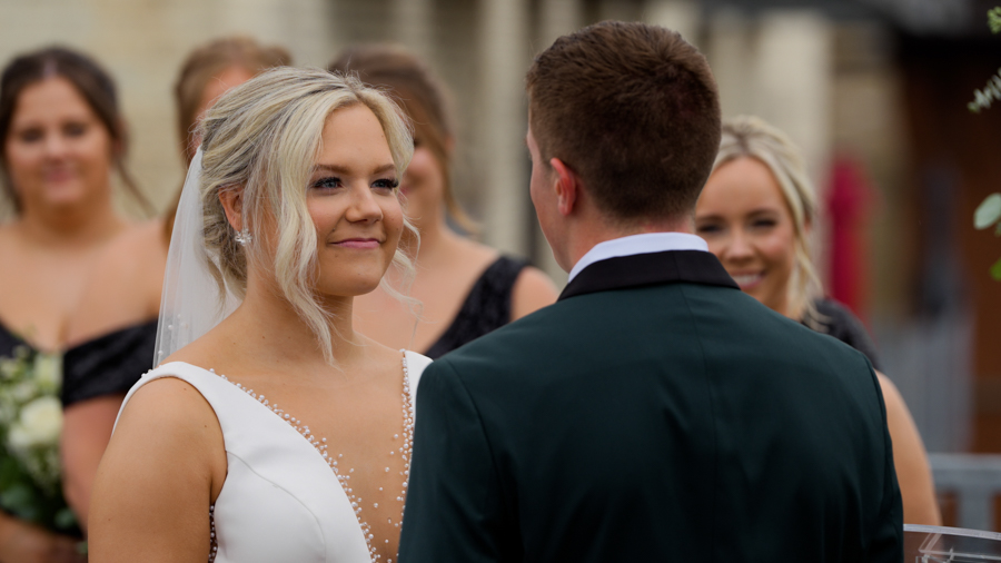 a man and woman in formal attire