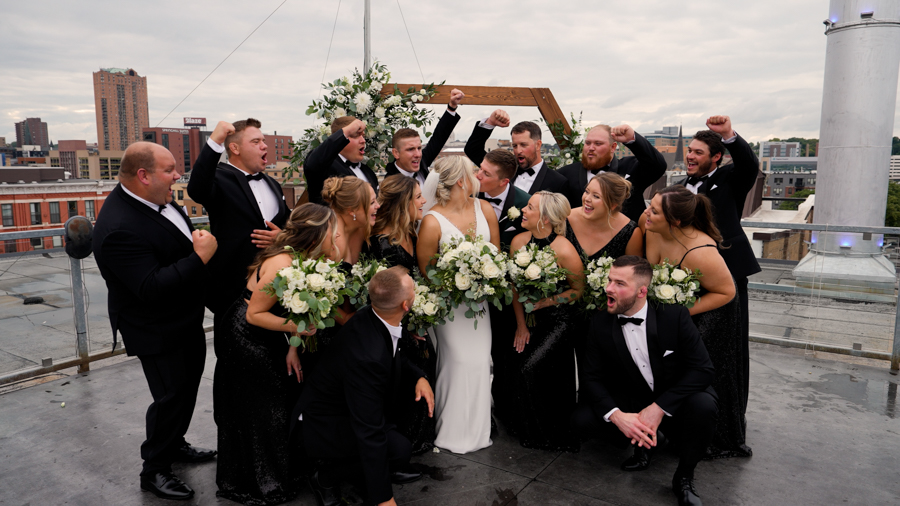 a group of people posing for a photo